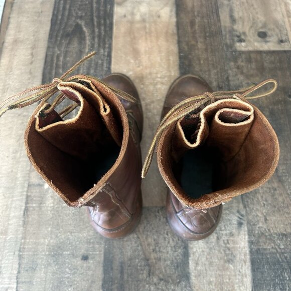 Unbranded Vintage Linesman Logger Plain Toe Lace Up Work Boots Mens 10.5 D - Picture 9 of 12